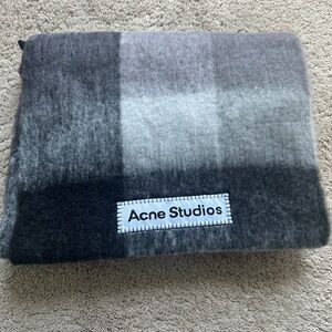 Acne Studios Black and Gray Checkered Scarf